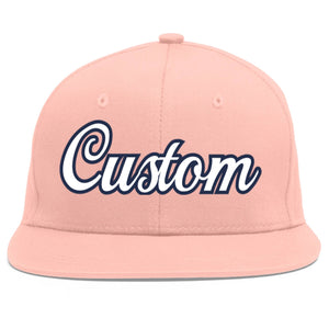 Casquette de baseball sport personnalisée rose blanc-marine Flat Eaves