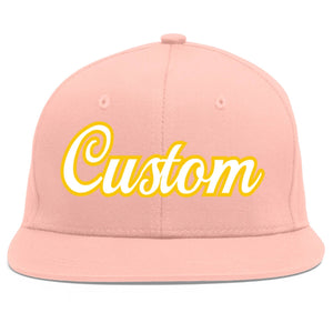 Casquette de baseball sport personnalisée rose blanc-or Flat Eaves