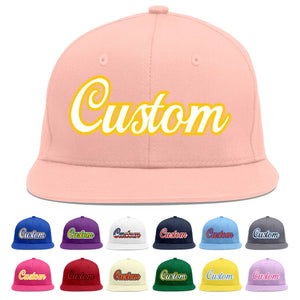 Casquette de baseball sport personnalisée rose blanc-or Flat Eaves