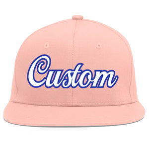 Casquette de baseball sport personnalisée rose blanc-royal Flat Eaves