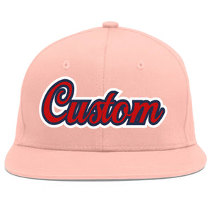 Casquette de baseball sport personnalisée rose rouge-marine Flat Eaves