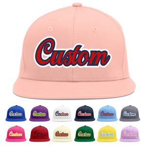 Casquette de baseball sport personnalisée rose rouge-marine Flat Eaves