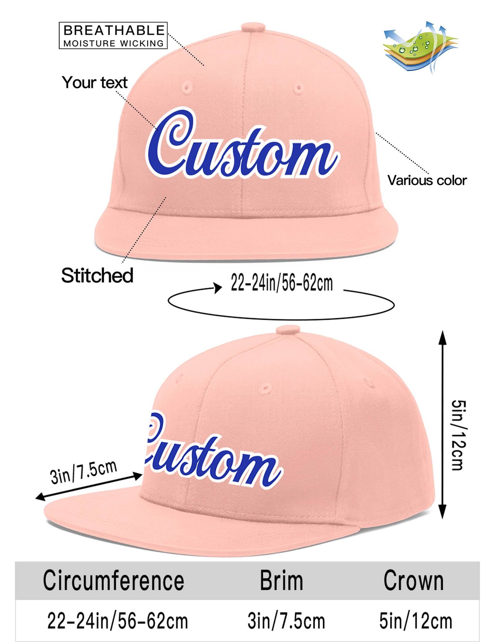 Custom Pink Royal-White Flat Eaves Sport Baseball Cap