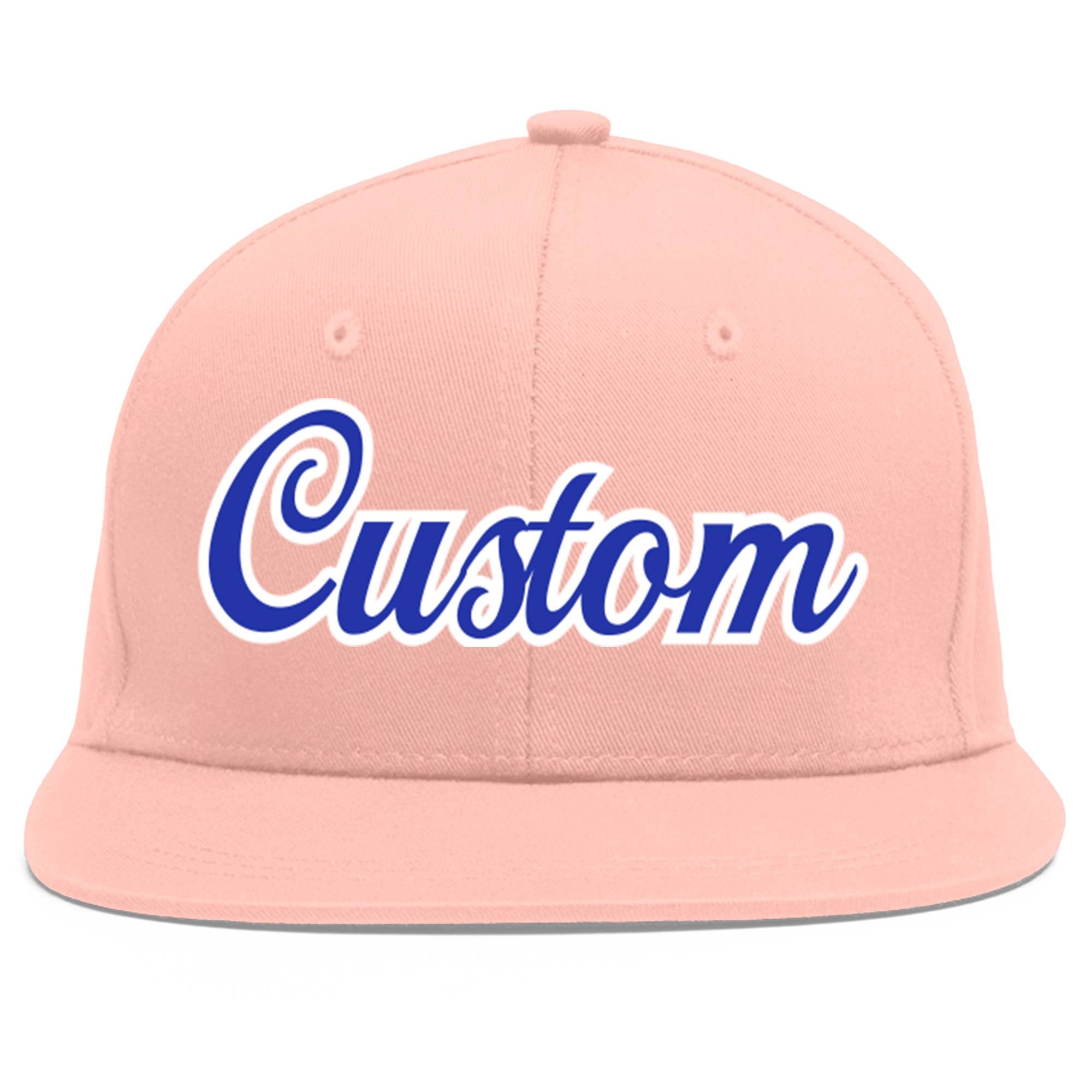 Casquette de baseball sport personnalisée rose Royal-White Flat Eaves