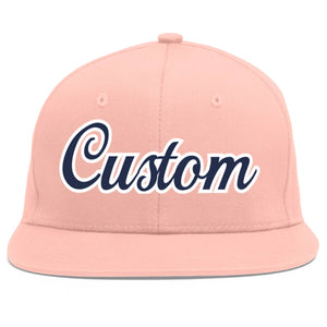 Casquette de baseball sport personnalisée rose marine-blanc à Eaves plates