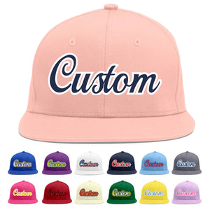 Casquette de baseball sport personnalisée rose marine-blanc à Eaves plates