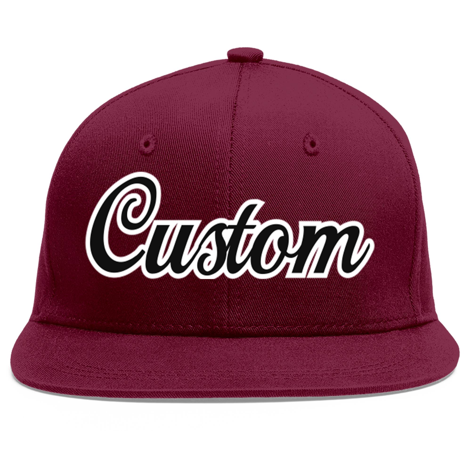 Casquette de baseball personnalisée Crimson Noir-Blanc Flat Eaves Sport