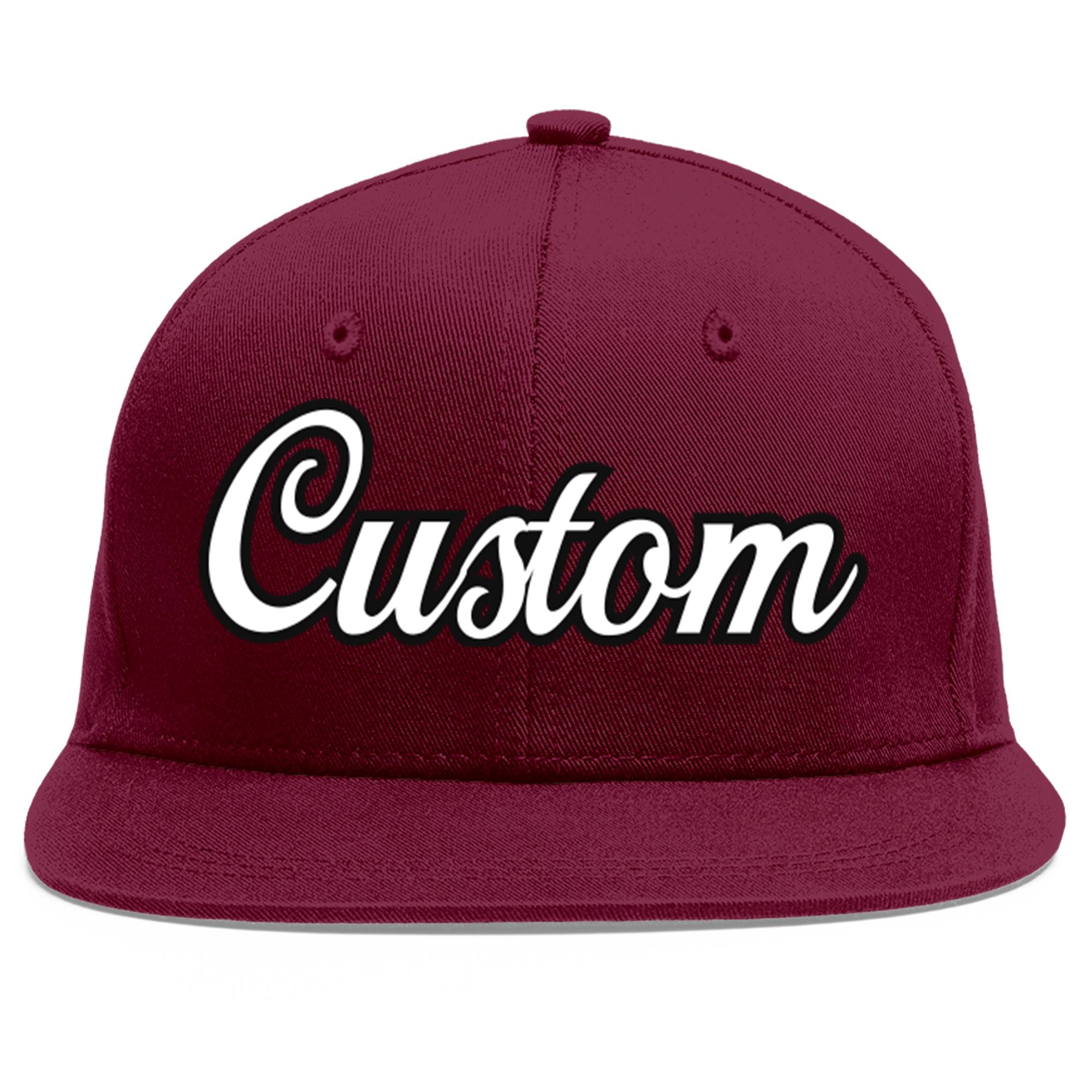 Casquette de baseball personnalisée Crimson White-Black Flat Eaves Sport