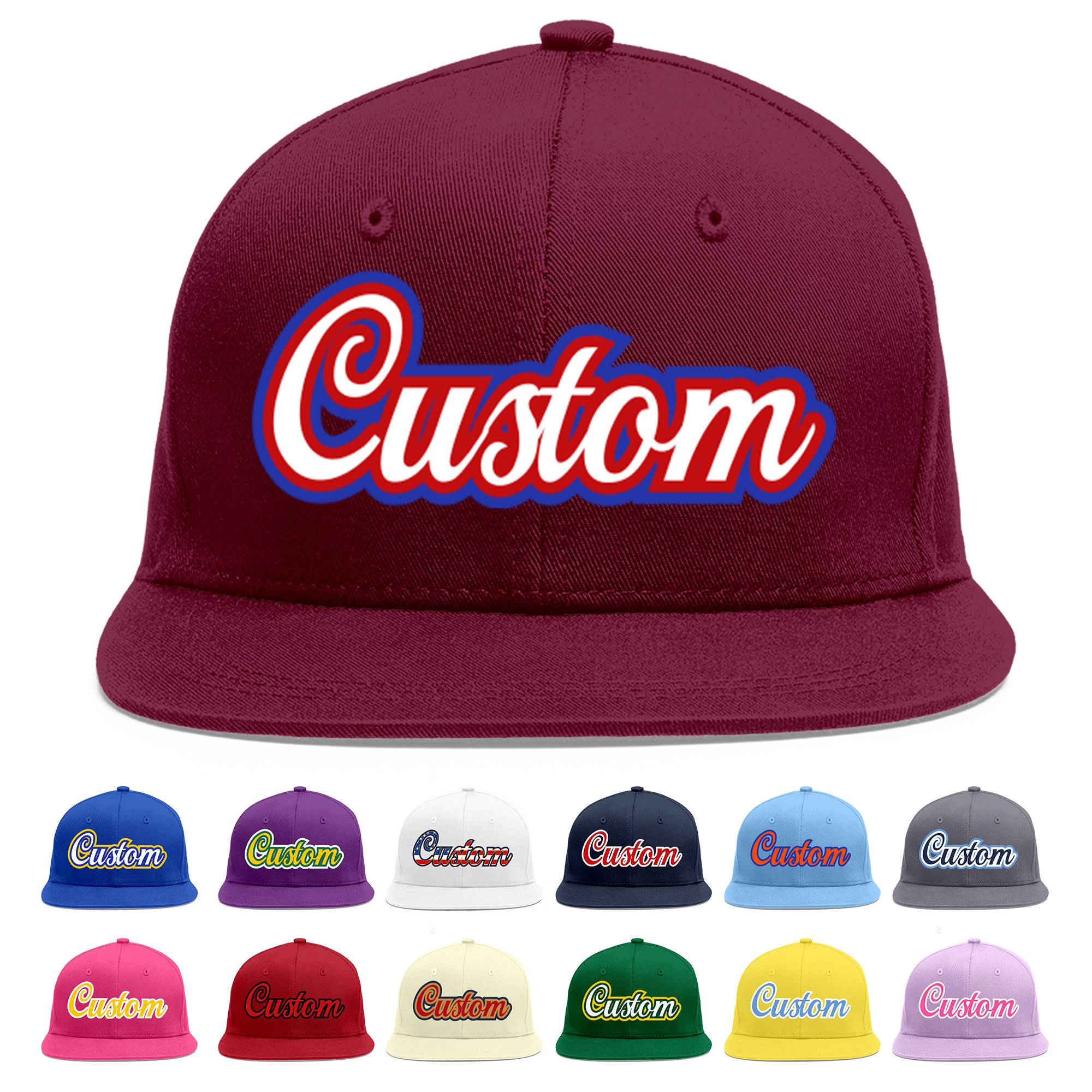 Casquette de baseball sport personnalisée Crimson blanc-rouge Flat Eaves