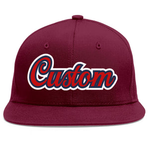 Casquette de baseball sport personnalisée Crimson Red-Navy Flat Eaves