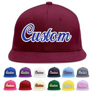 Casquette de baseball sport personnalisée Crimson Royal-White Flat Eaves