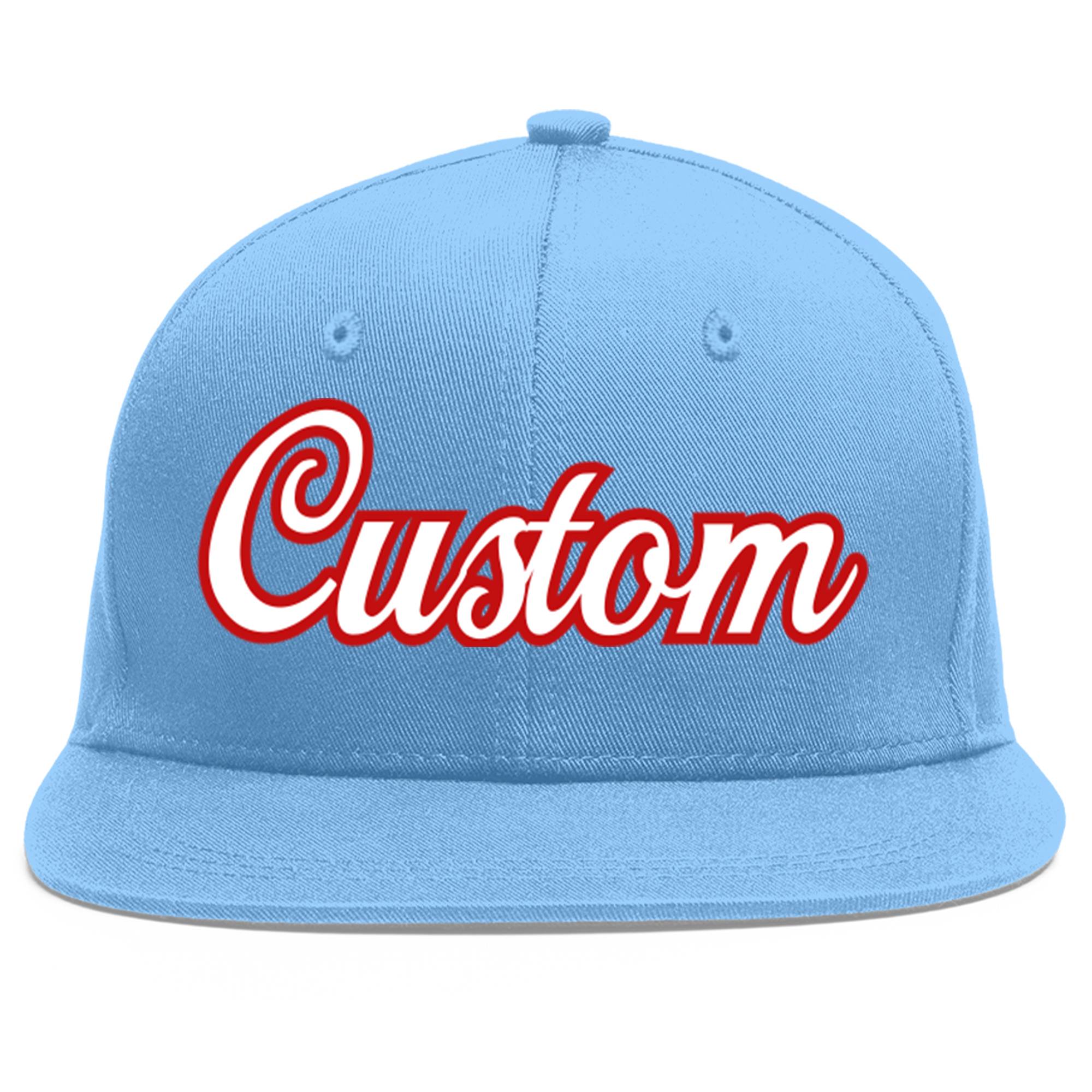 Casquette de baseball sport personnalisée bleu clair blanc-rouge