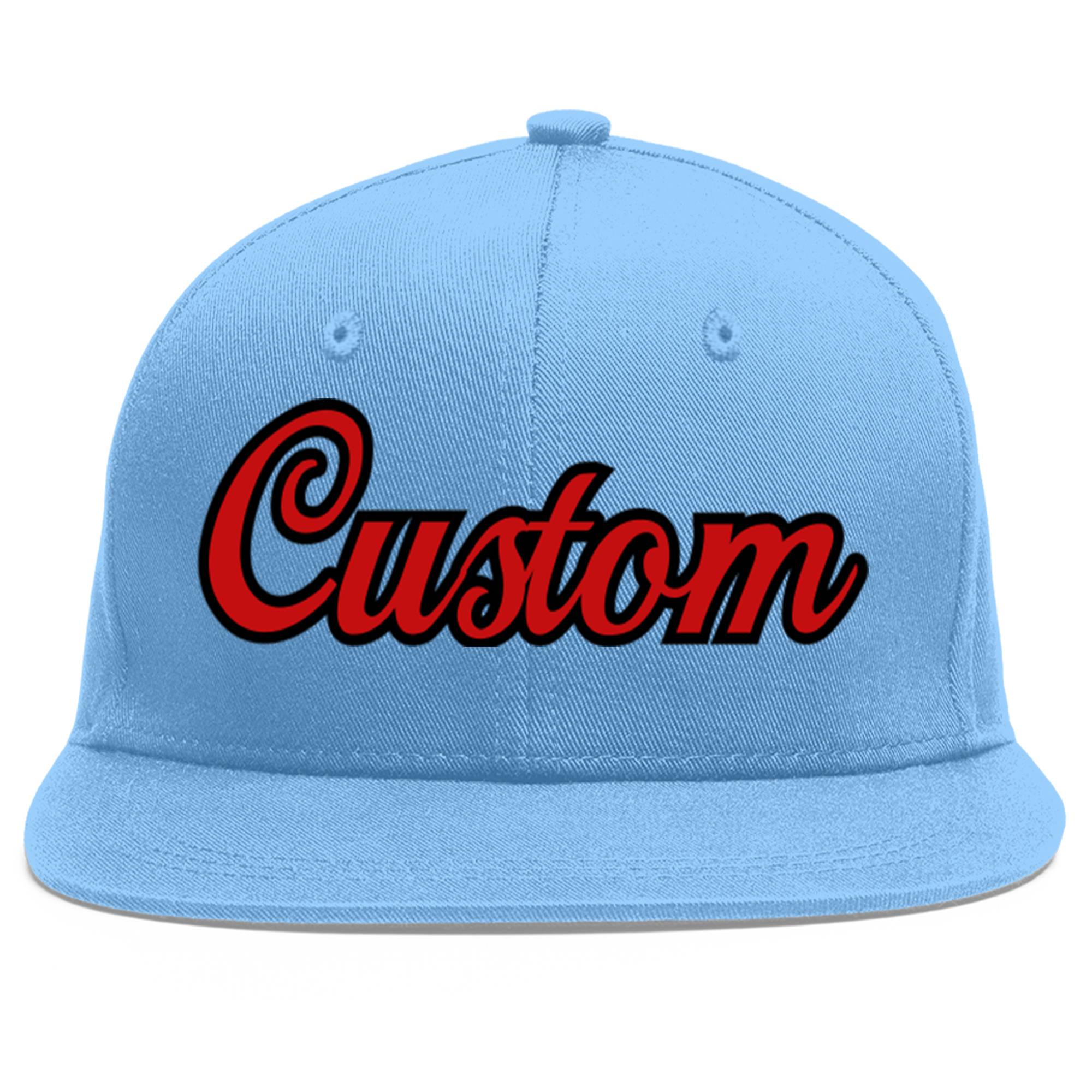 Casquette de baseball sport personnalisée bleu clair rouge-noir Flat Eaves