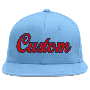 Casquette de baseball sport personnalisée bleu clair rouge-marine Flat Eaves