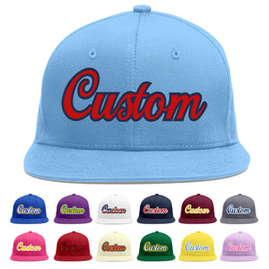 Casquette de baseball sport personnalisée bleu clair rouge-marine Flat Eaves