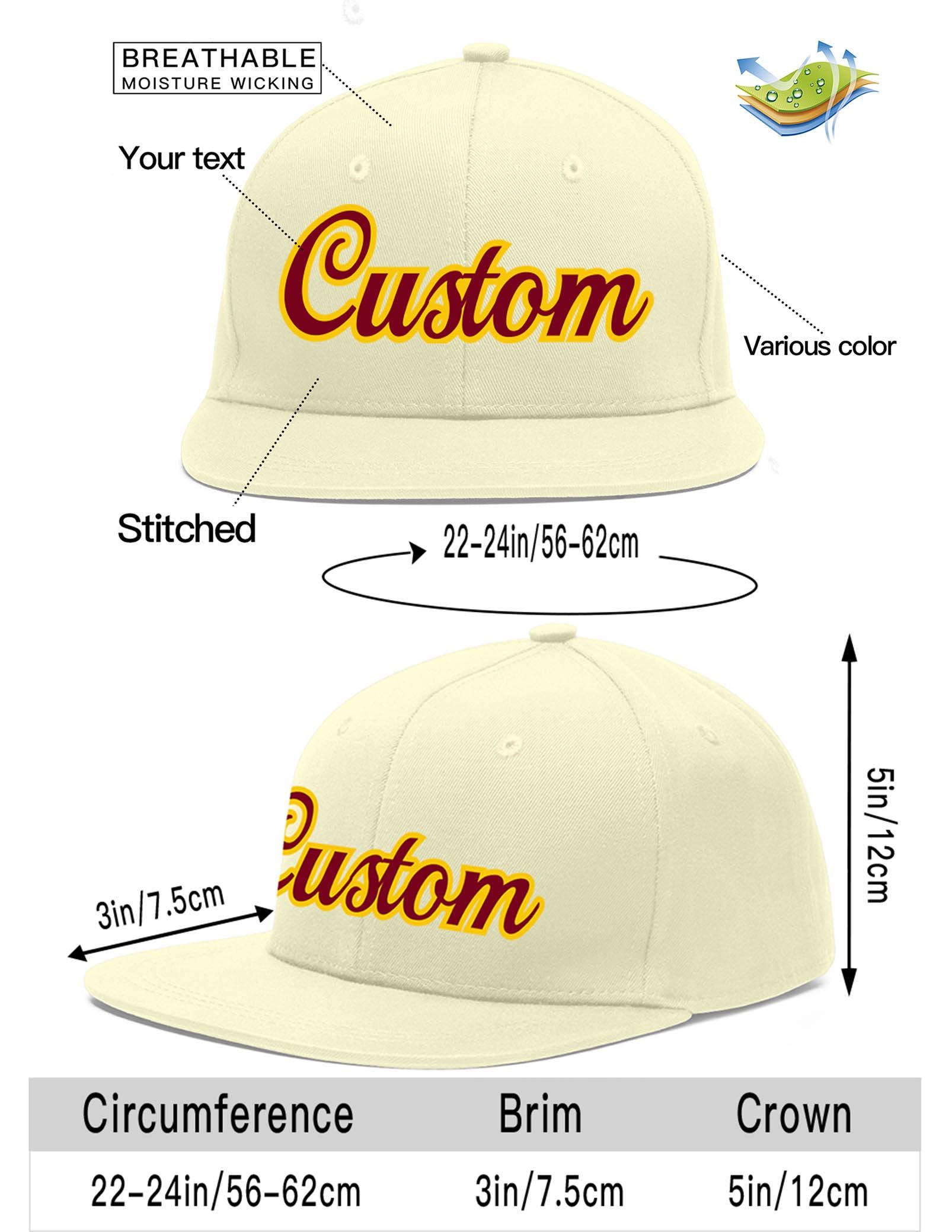 Custom Cream Crimson-Gold Flat Eaves Sport Baseball Cap