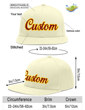 Custom Cream Crimson-Gold Flat Eaves Sport Baseball Cap