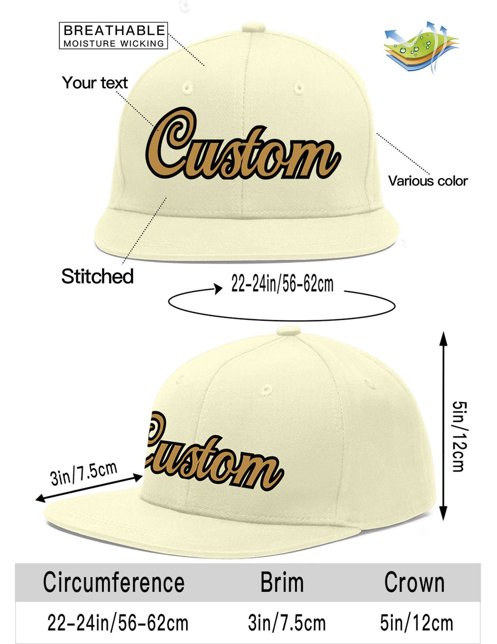 Custom Cream Old Gold-Black Flat Eaves Sport Baseball Cap