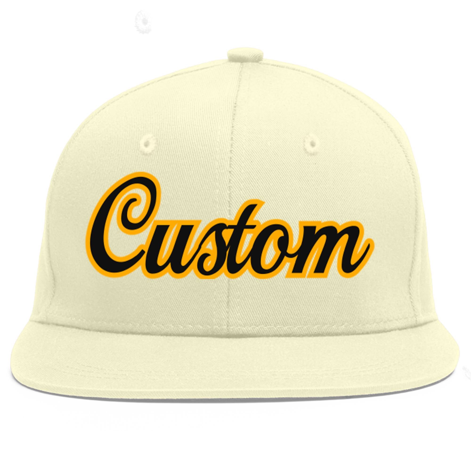 Casquette de baseball sport plate Eaves crème personnalisée noir-jaune