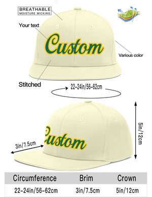 Casquette de baseball personnalisée Kelly Green-Gold Flat Eaves Sport