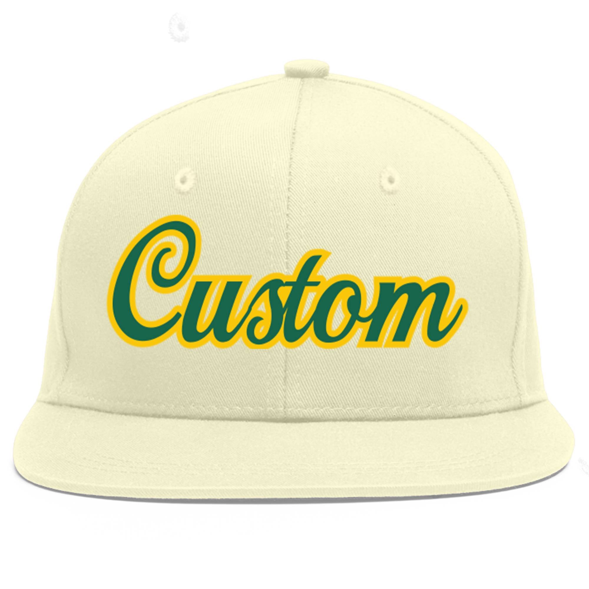 Casquette de baseball personnalisée Kelly Green-Gold Flat Eaves Sport