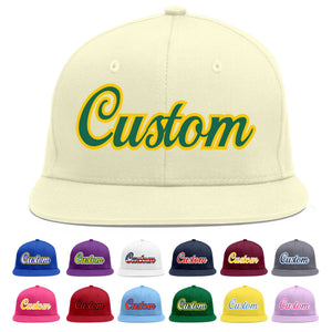 Casquette de baseball personnalisée Kelly Green-Gold Flat Eaves Sport