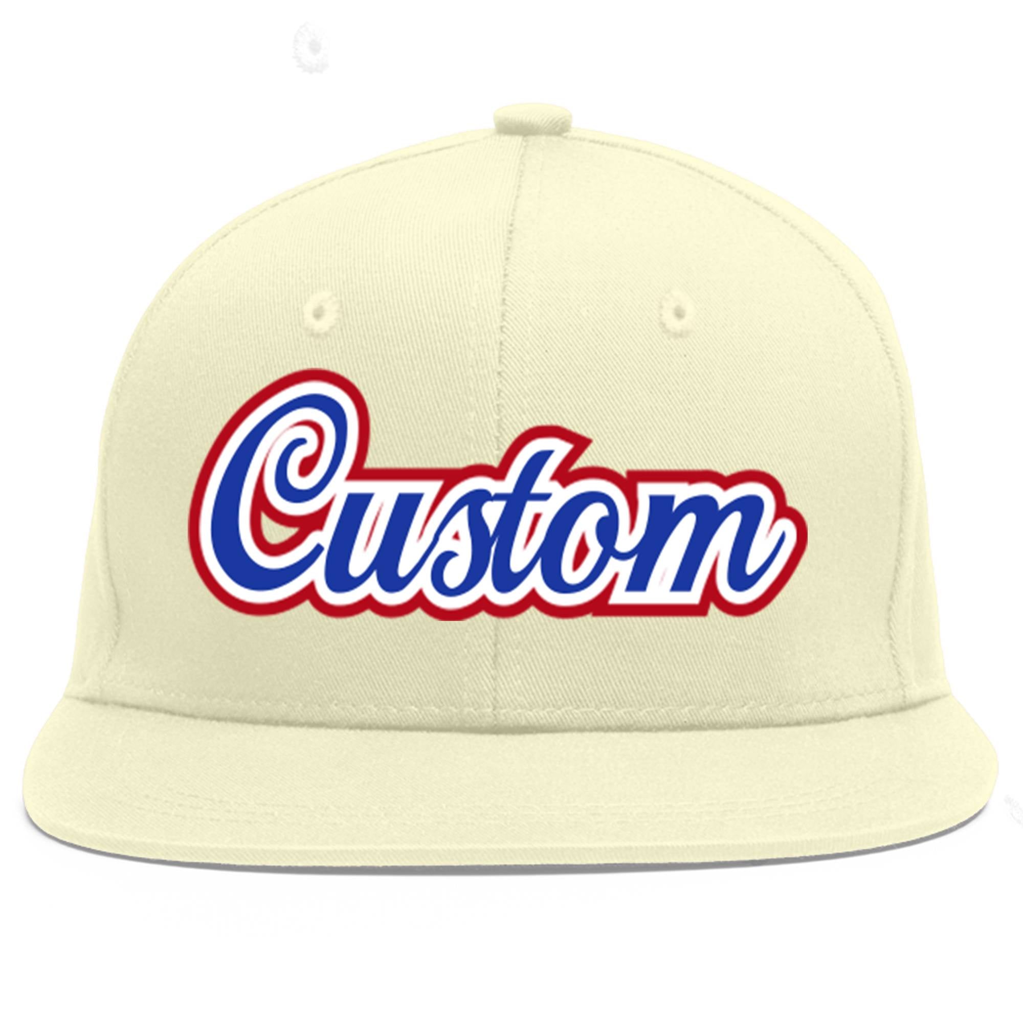 Casquette de baseball sport personnalisée crème Royal-White Flat Eaves