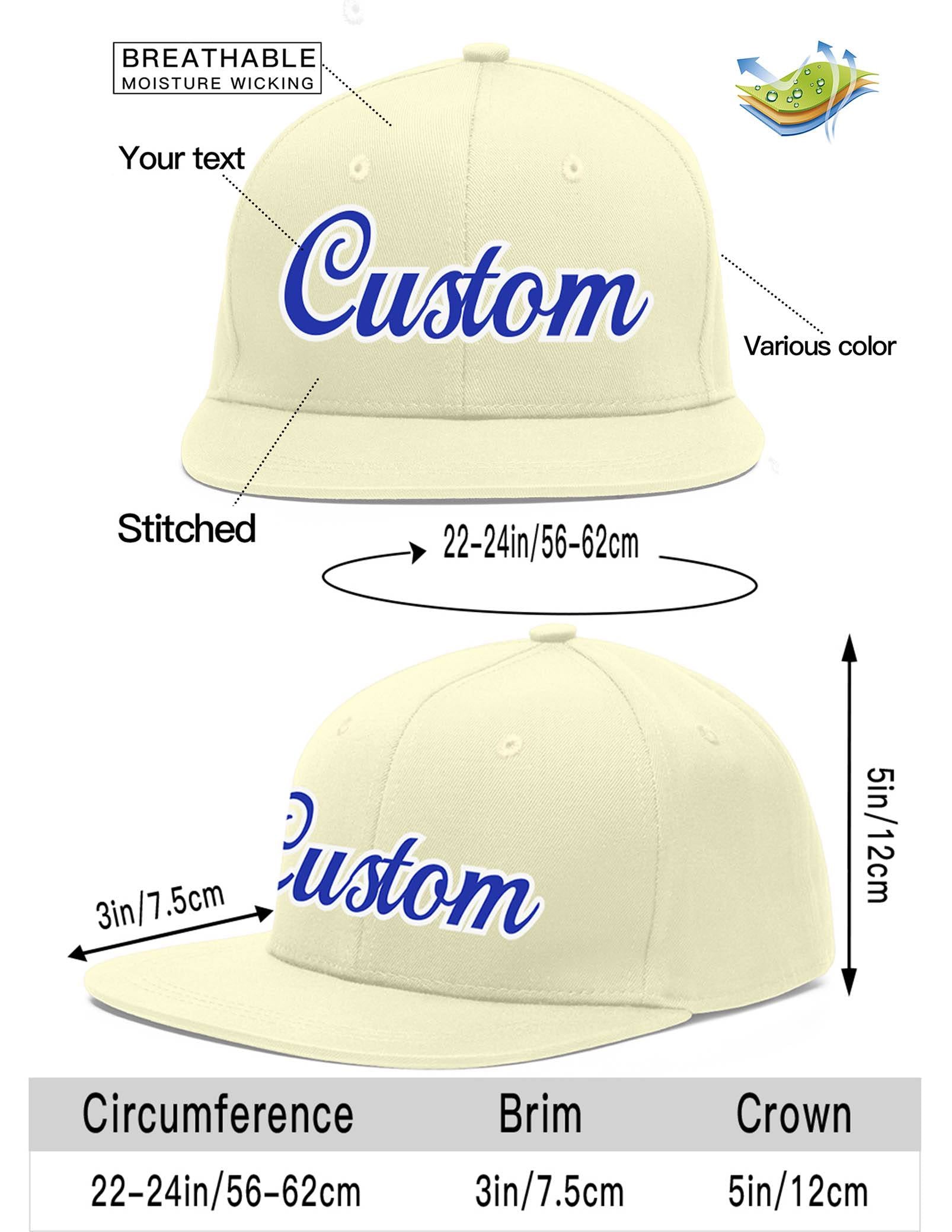 Custom Cream Royal-White Flat Eaves Sport Baseball Cap