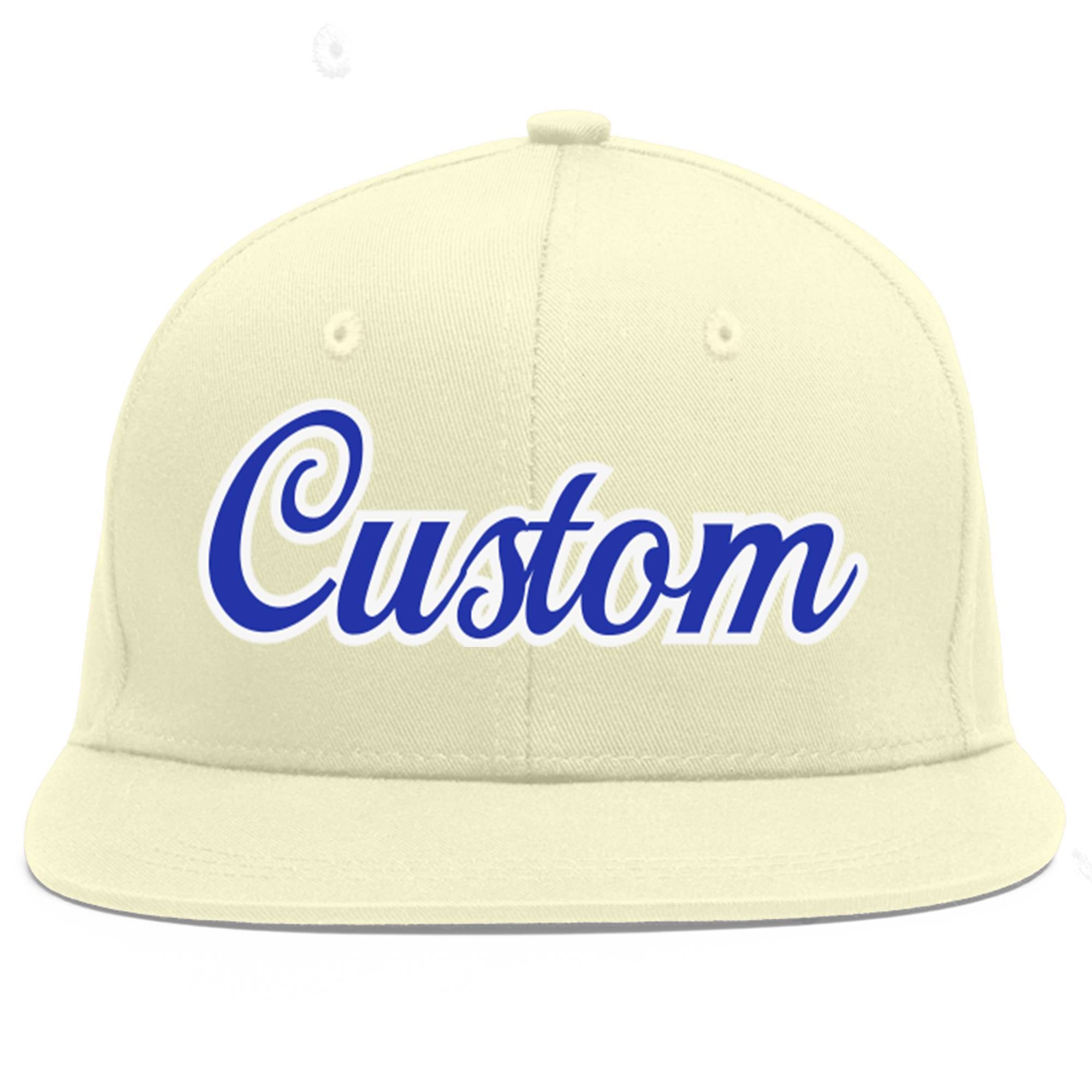 Casquette de baseball sport personnalisée crème Royal-White Flat Eaves