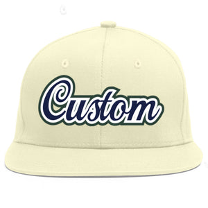 Casquette de baseball sport à Eaves plates bleu marine-blanc crème personnalisée