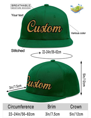 Custom Green Old Gold-Black Flat Eaves Sport Baseball Cap