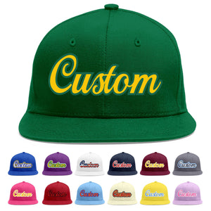 Casquette de baseball sport personnalisée vert Gold-Kelly Green Flat Eaves