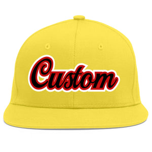 Custom Light Gold Black-Red Flat Eaves Sport Baseball Cap