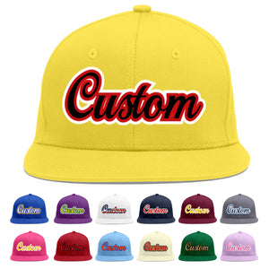 Custom Light Gold Black-Red Flat Eaves Sport Baseball Cap