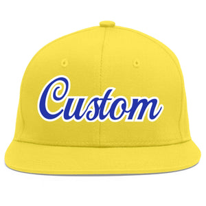 Casquette de baseball sport personnalisée en or clair Royal-White Flat Eaves