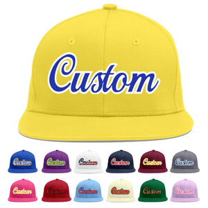 Casquette de baseball sport personnalisée en or clair Royal-White Flat Eaves