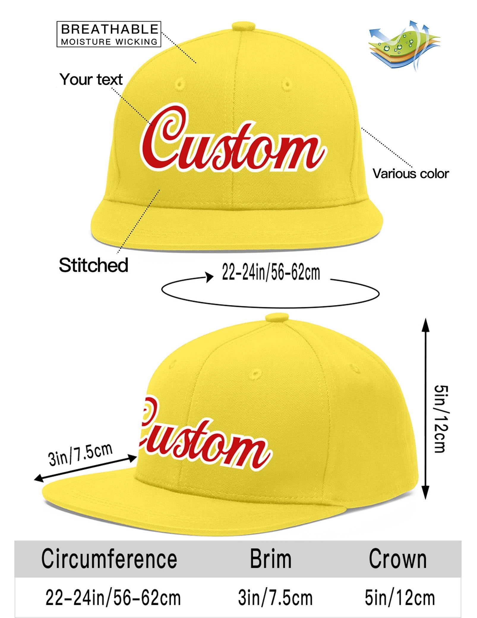 Custom Light Gold Red-White Flat Eaves Sport Baseball Cap