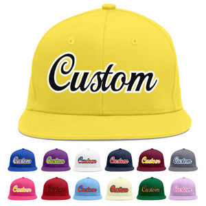 Custom Light Gold Black-White Flat Eaves Sport Baseball Cap