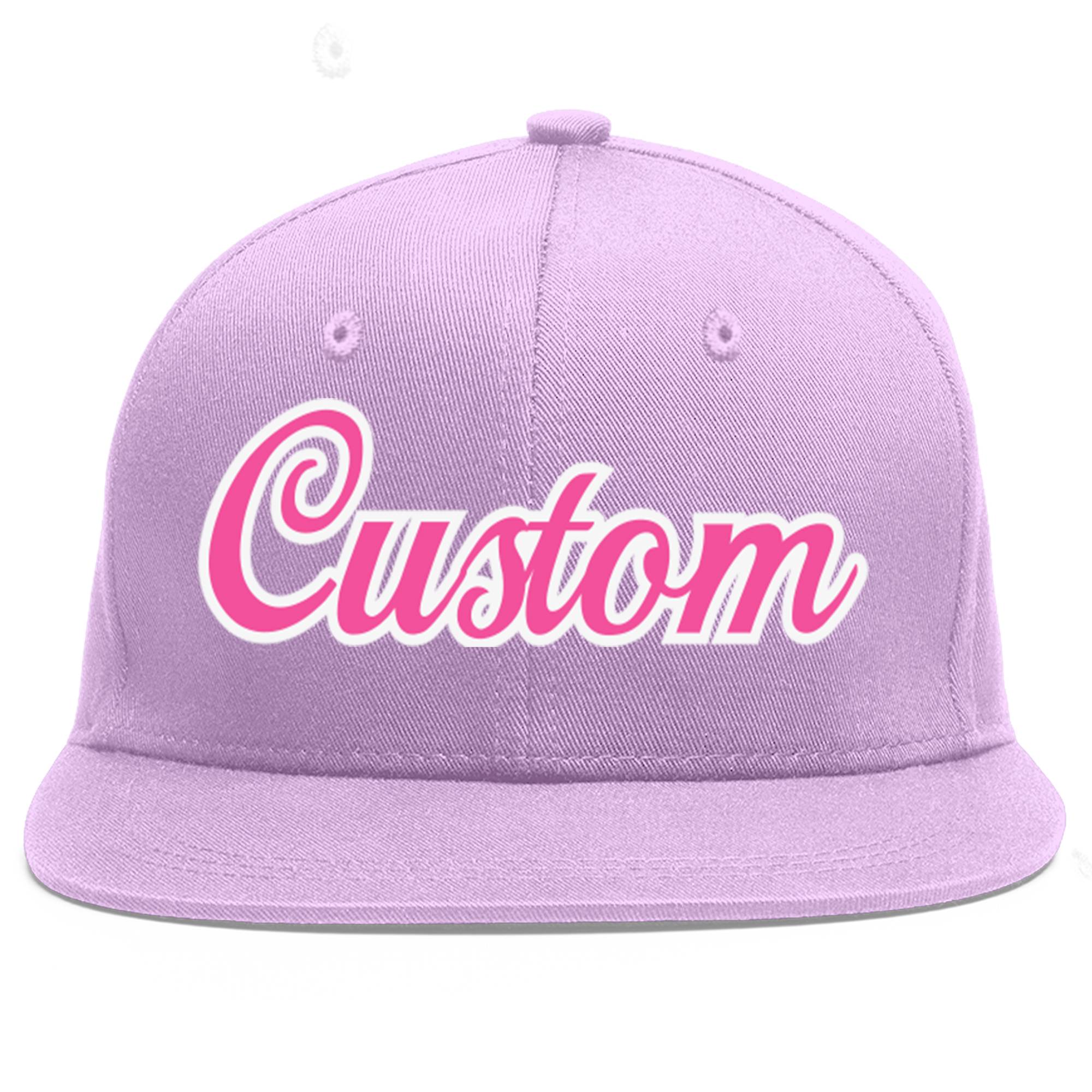 Custom Light Purple Pink-White Flat Eaves Sport Baseball Cap