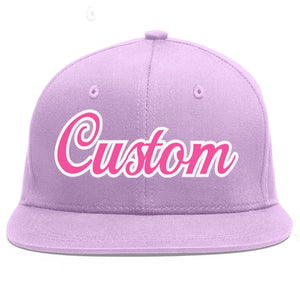 Casquette de baseball de sport personnalisée, violet clair, rose et blanc, avec avant-toit plat