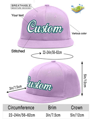 Casquette de baseball personnalisée violet clair blanc-aqua plat Eaves Sport