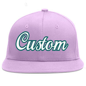 Casquette de baseball personnalisée violet clair blanc-aqua plat Eaves Sport