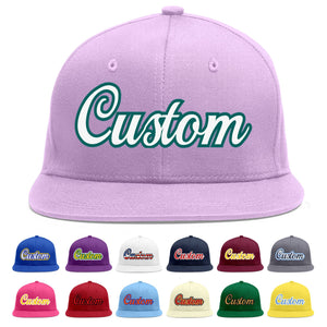 Casquette de baseball personnalisée violet clair blanc-aqua plat Eaves Sport