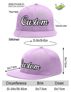 Custom Light Purple White-Black Flat Eaves Sport Baseball Cap