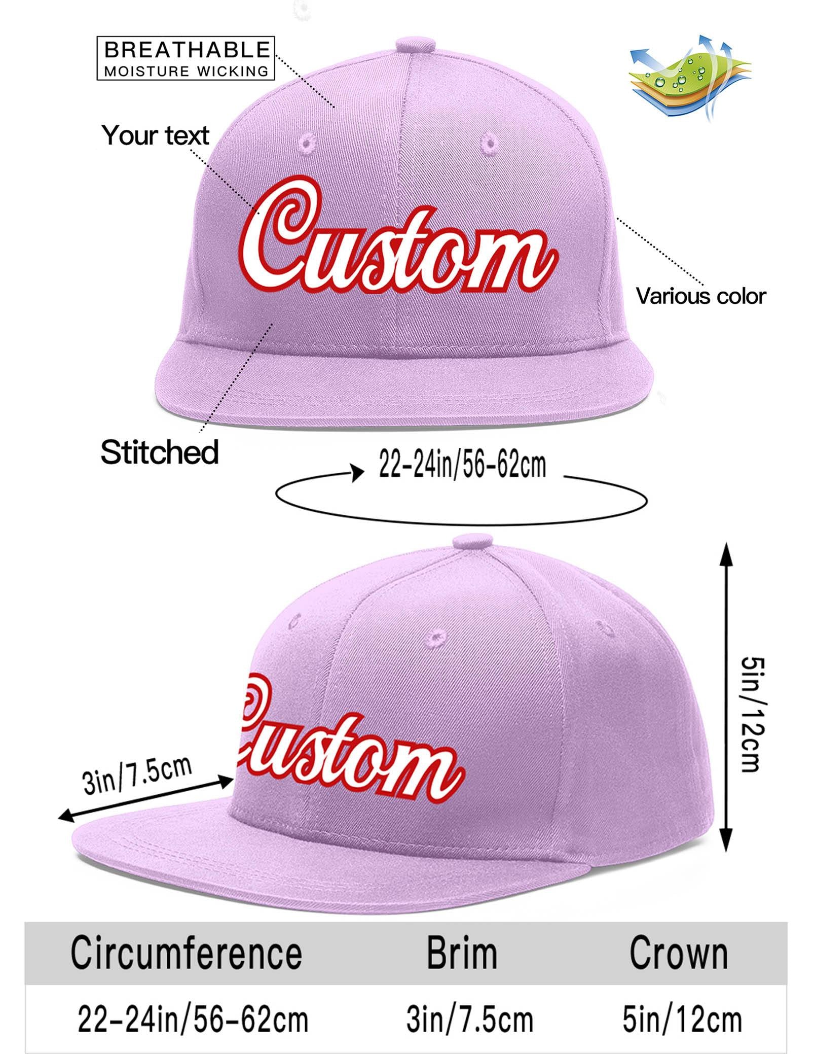 Custom Light Purple White-Red Flat Eaves Sport Baseball Cap