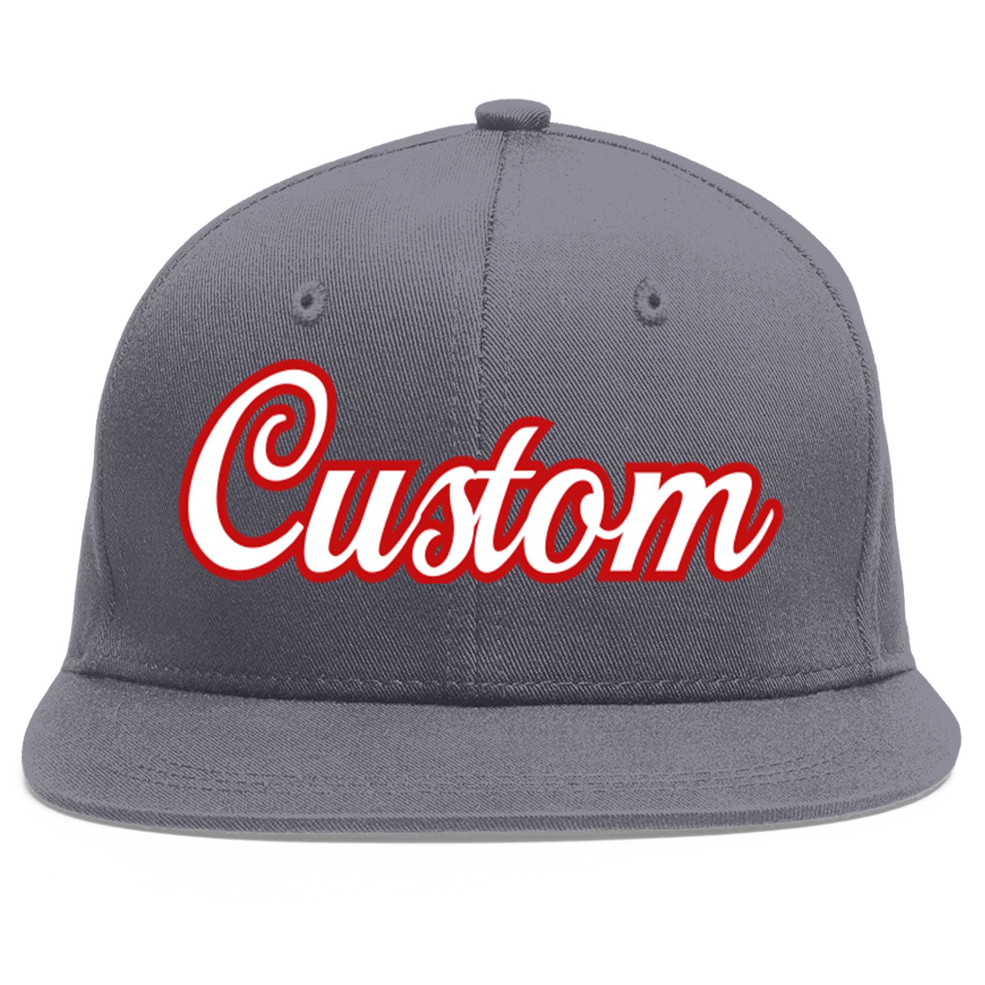 Casquette de baseball sport personnalisée gris foncé blanc-rouge