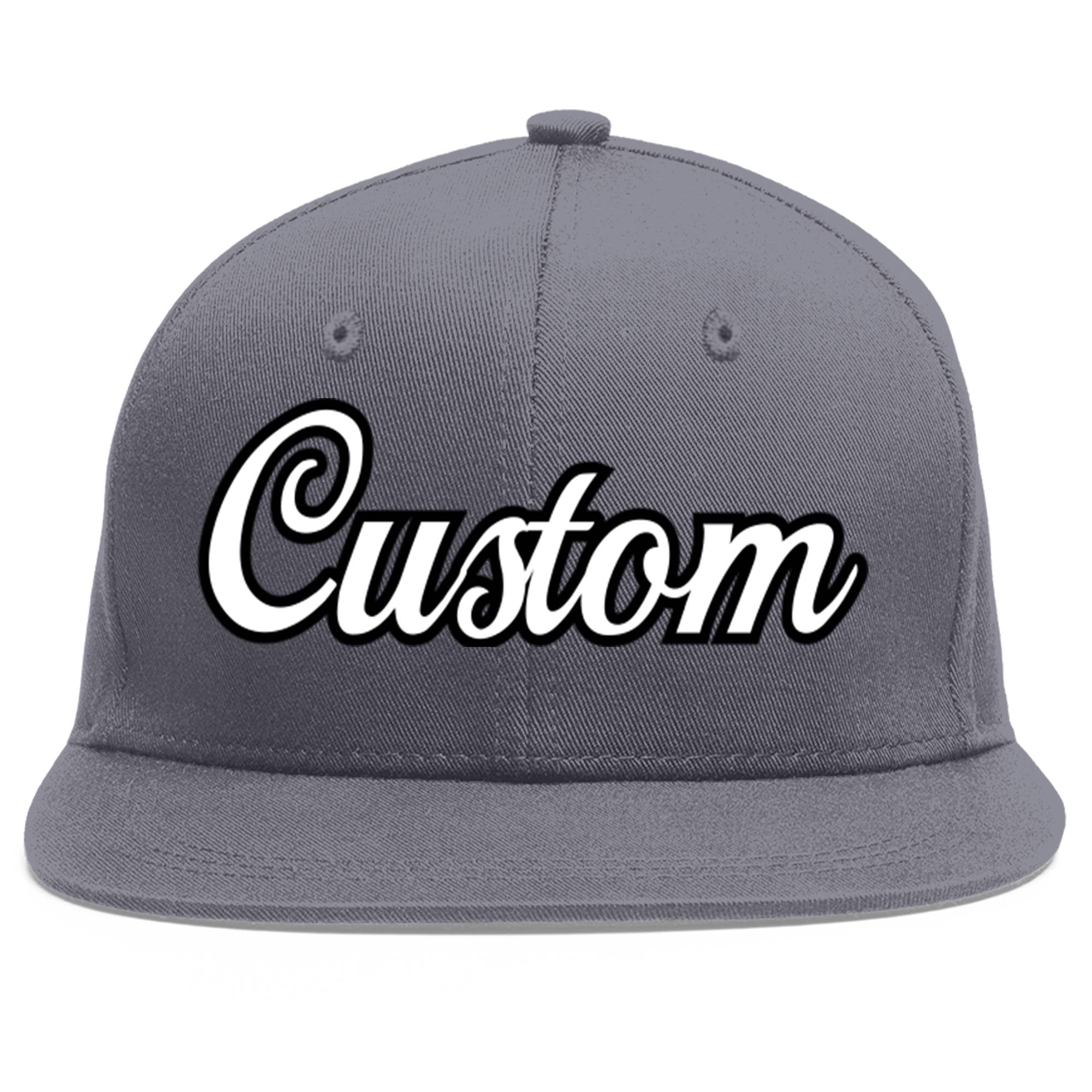 Casquette de baseball sport personnalisée gris foncé blanc-noir Flat Eaves