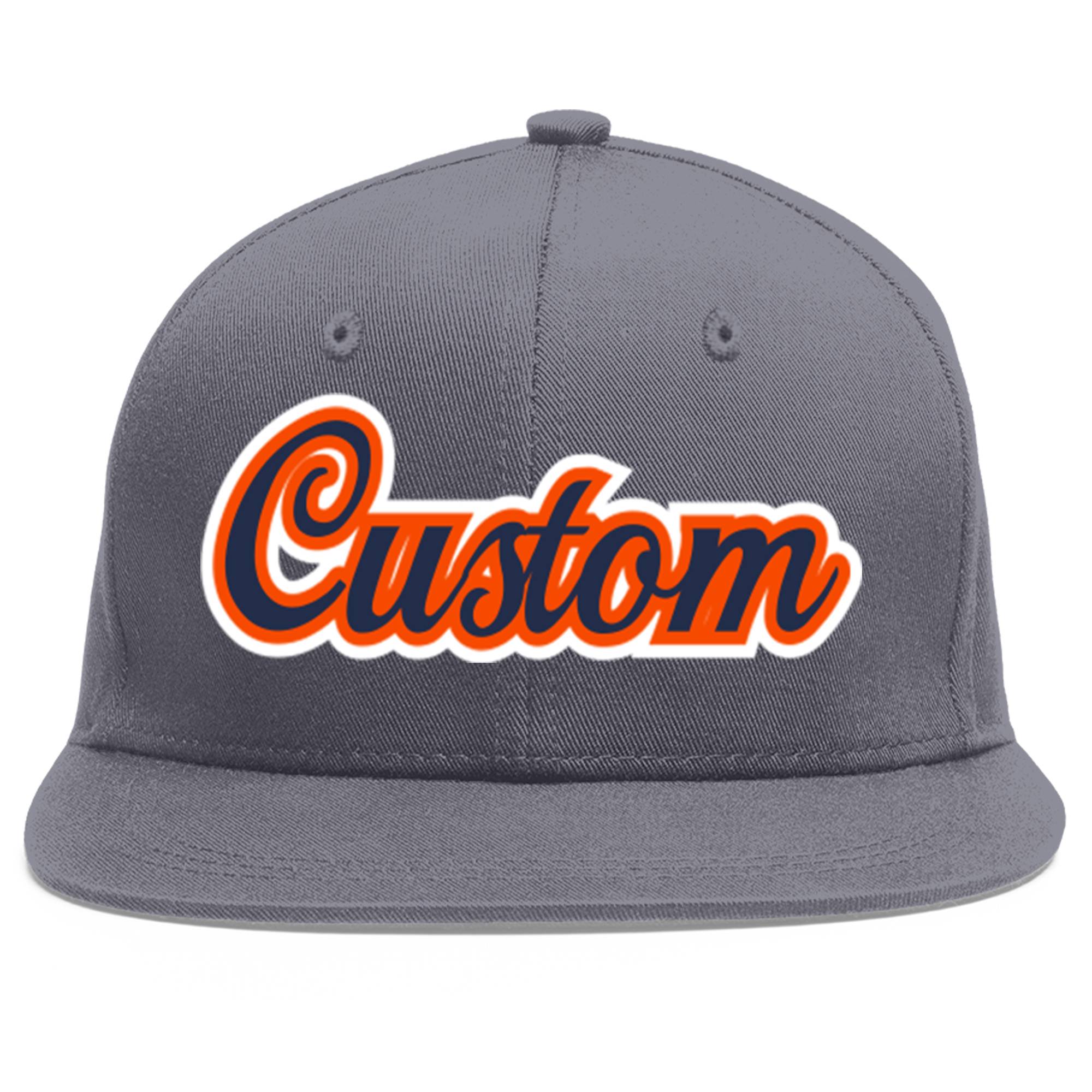 Casquette de baseball sport personnalisée gris foncé marine-orange Flat Eaves