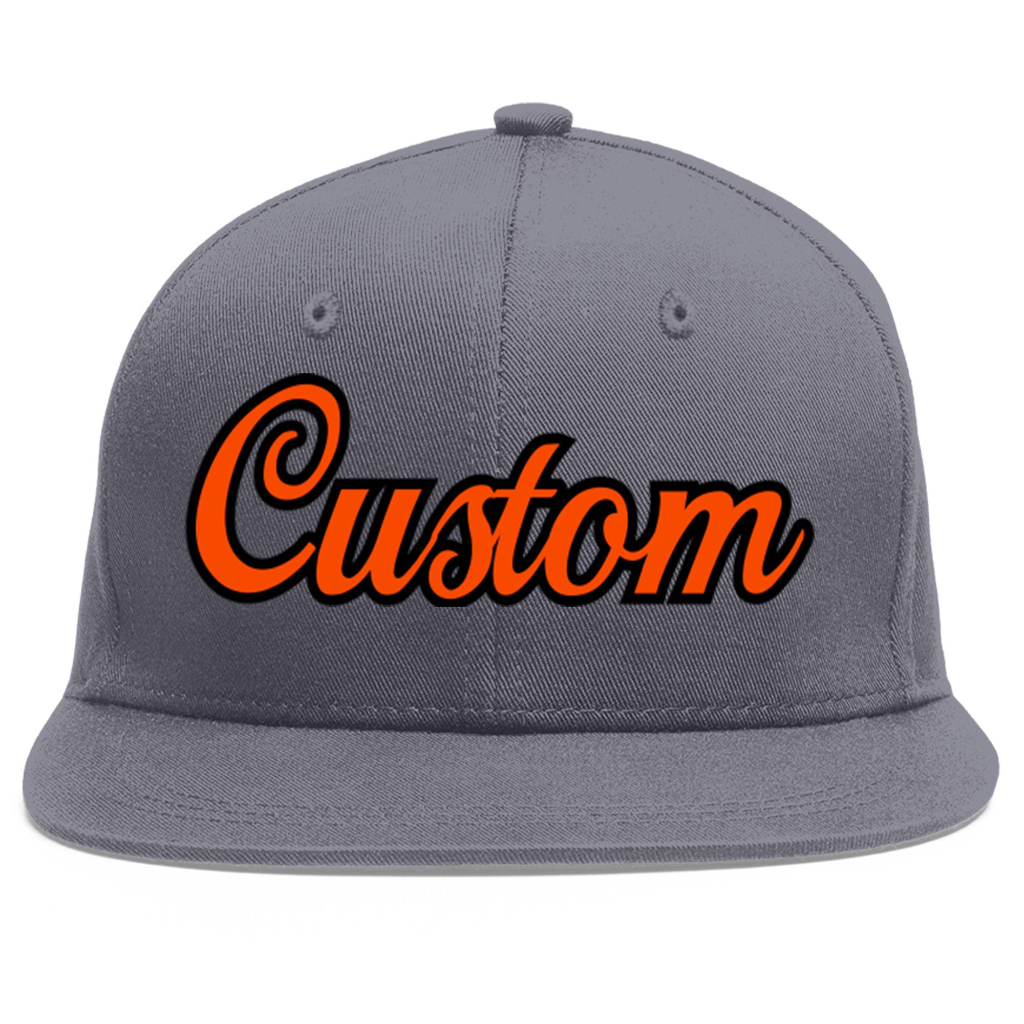 Casquette de baseball sport personnalisée gris foncé orange-noir Flat Eaves