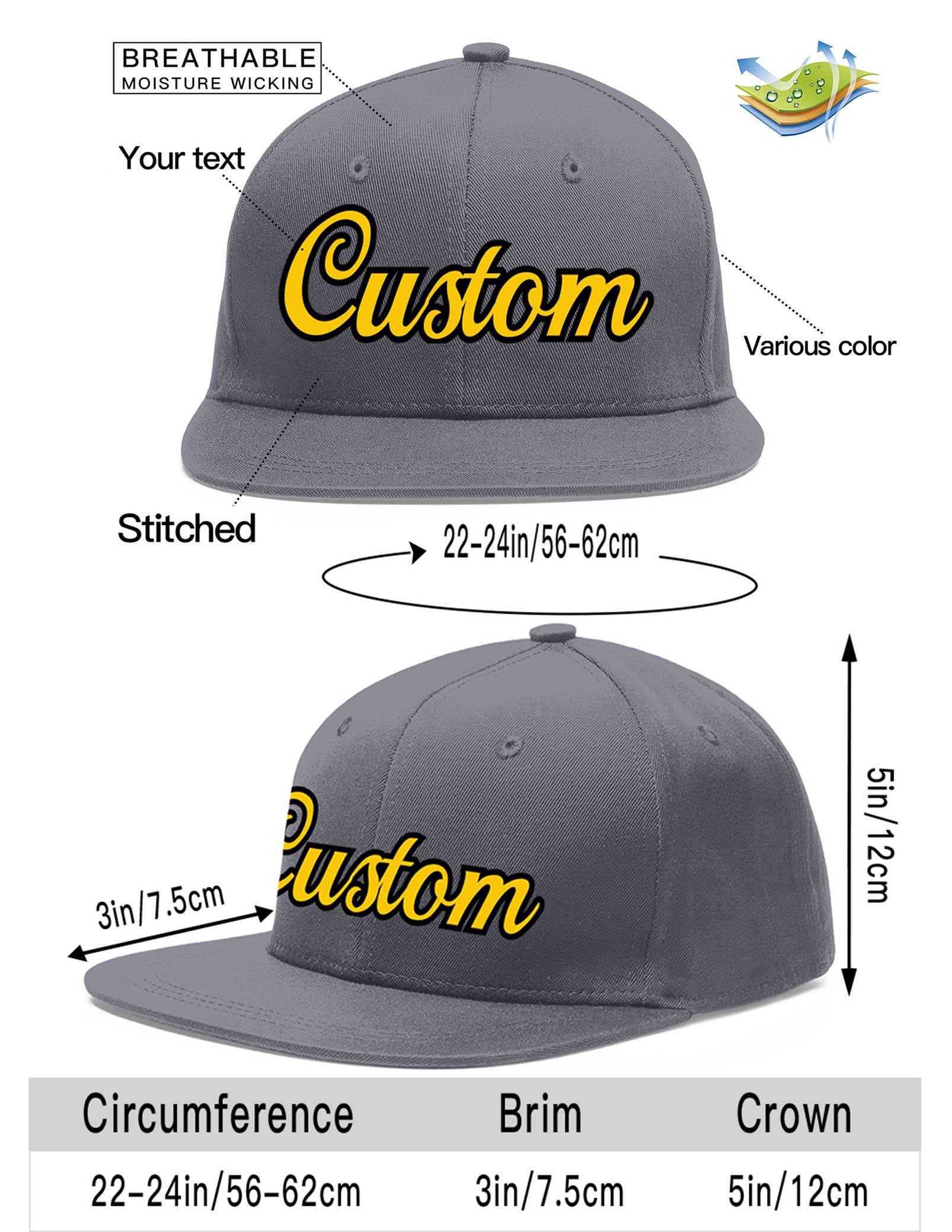 Custom Dark Gray Gold-Black Flat Eaves Sport Baseball Cap